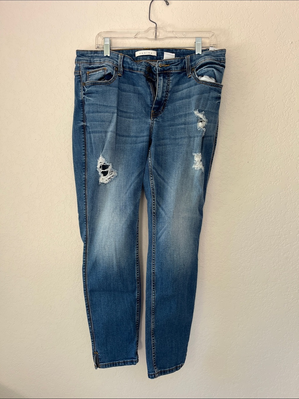 eunina Blue Distressed Skinny Jeans
